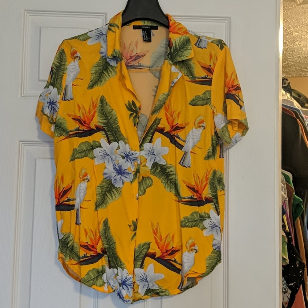 Tropical button up top